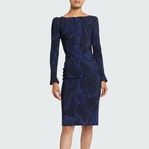 Chiara Boni Elegant Black and Blue Patterned Dress